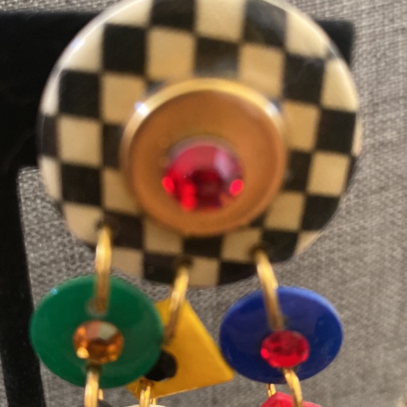 Vintage MAM 1980s checkerboard earrings - Picture 6 of 8